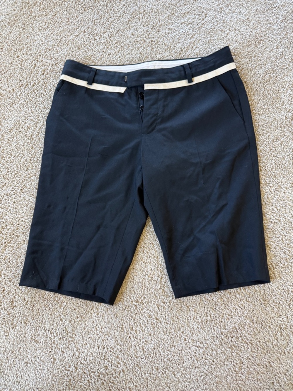 Helmut Lang Black Bermuda Shorts with White Waist Trim